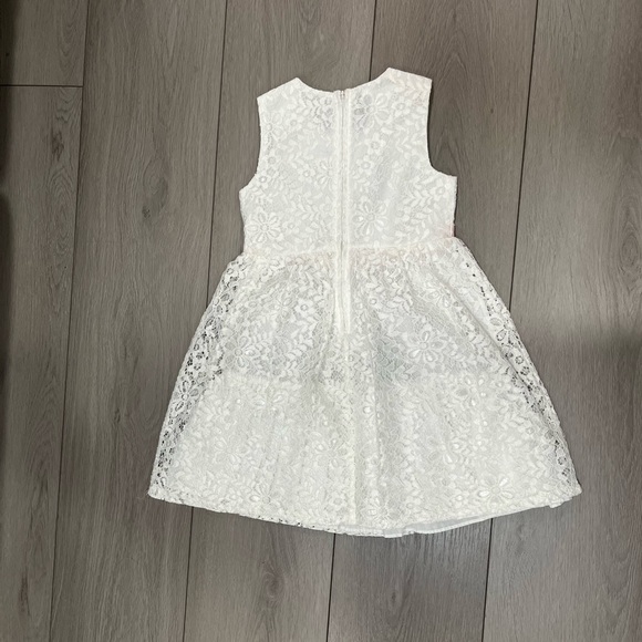 Bonnie Jean White Lace Dress with Pink Bow - Picture 4 of 4